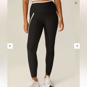 Beyond Yoga Black High-Waist Leggings with White Stripe